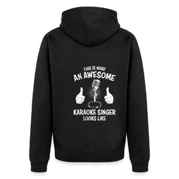 This is what a cool karaoke singer looks like singing - Unisex Premium Organic Zip Hoodie - black - Back - Nico (187cm)