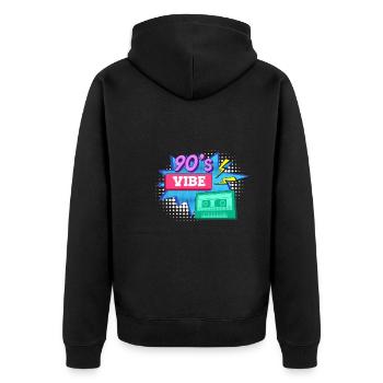 Musik ich habe den Vibe 90er - Unisex Premium Bio Zip Hoodie - Schwarz - Hinten - Nico (187cm)