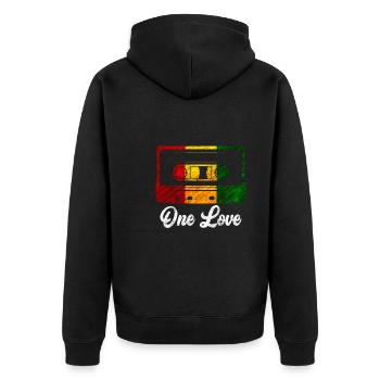 Walkman Cassette Recorder One Love Cassette - Unisex Premium Organic Zip Hoodie - black - Back - Nico (187cm)