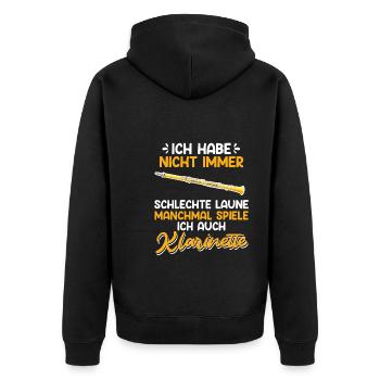 Hab nicht immer schlechte Laune spiele Klarinette - Unisex Premium Bio Zip Hoodie - Schwarz - Hinten - Nico (187cm)