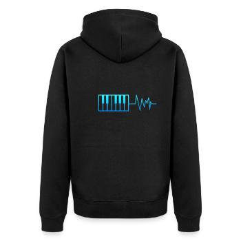 Musik mein Herz schlägt für Klavier - Unisex Premium Bio Zip Hoodie - Schwarz - Hinten - Nico (187cm)
