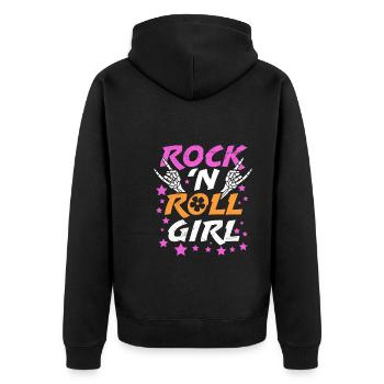 Ich bin ein Rock Mädchen Rock n Roll - Unisex Premium Bio Zip Hoodie - Schwarz - Hinten - Nico (187cm)