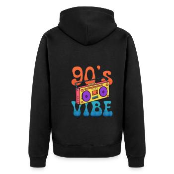 Musik ich habe den Vibe 90er - Unisex Premium Bio Zip Hoodie - Schwarz - Hinten - Nico (187cm)