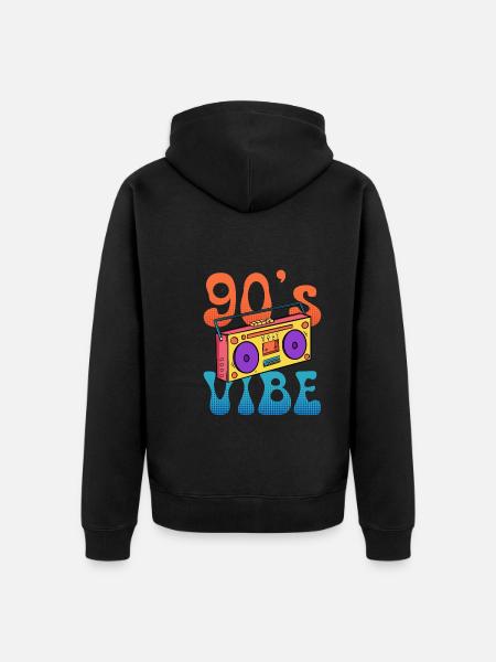 Musik ich habe den Vibe 90er - Unisex Premium Bio Zip Hoodie - Schwarz