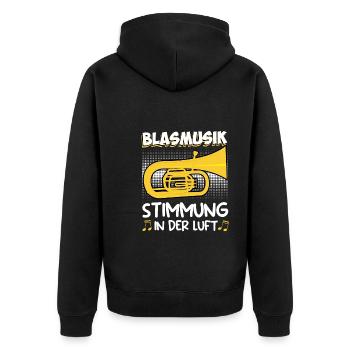 Tuba Trompete Stimmung in der Luft Blasmusik - Unisex Premium Bio Zip Hoodie - Schwarz - Hinten - Nico (187cm)