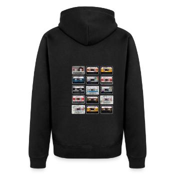 Ich bin ein Kind der 90er Jahre Kassetten 90er - Unisex Premium Bio Zip Hoodie - Schwarz - Hinten - Nico (187cm)
