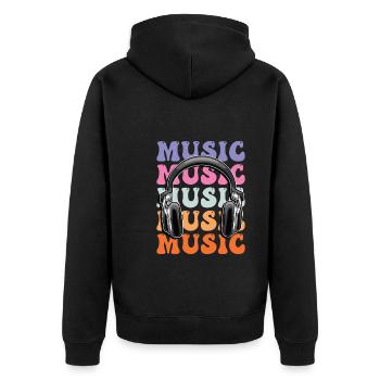 Musik Kopfhörer Disko Club DJ Festival - Unisex Premium Bio Zip Hoodie - Schwarz - Hinten - Nico (187cm)