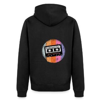 Radio Kinder aus den 90er Walkman Kassetten - Unisex Premium Bio Zip Hoodie - Schwarz - Hinten - Nico (187cm)