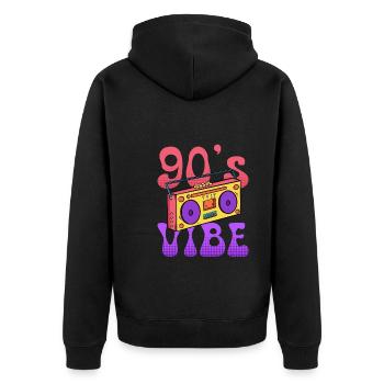 Musik ich habe den Vibe 90er - Unisex Premium Bio Zip Hoodie - Schwarz - Hinten - Nico (187cm)