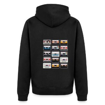 Ich bin ein Kind der 90er Jahre Kassetten 90er - Unisex Premium Bio Zip Hoodie - Schwarz - Hinten - Nico (187cm)