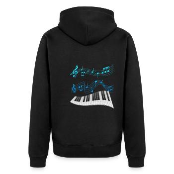 music play piano pianist i love sheet music - Unisex Premium Organic Zip Hoodie - black - Back - Nico (187cm)