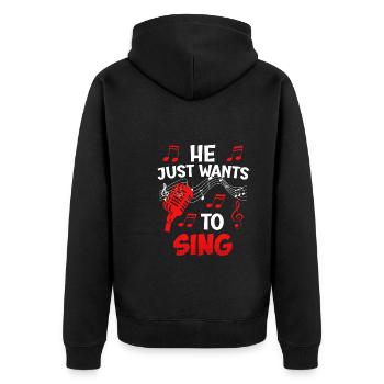 Musicien Chanteur Il ne fait rien, il veut juste chanter - Veste à capuche bio Premium Unisexe - noir - Dos - Nico (187cm)