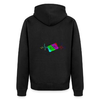 Walkman My heart beats for cassettes - Unisex Premium Organic Zip Hoodie - black - Back - Nico (187cm)