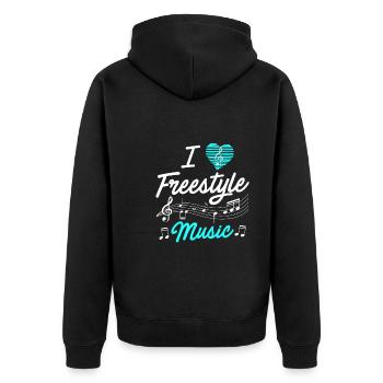 I love freestyle music - Unisex Premium Organic Zip Hoodie - black - Back - Nico (187cm)