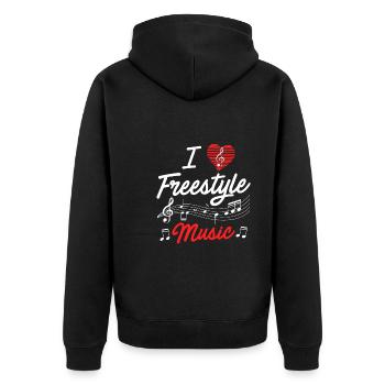 I love freestyle music - Unisex Premium Organic Zip Hoodie - black - Back - Nico (187cm)