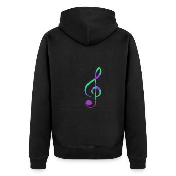Notenschlüssel ich liebe Musik Noten - Unisex Premium Bio Zip Hoodie - Schwarz - Hinten - Nico (187cm)