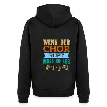 Wenn der Chor ruft muss ich los Musik Noten - Unisex Premium Bio Zip Hoodie - Schwarz - Hinten - Nico (187cm)