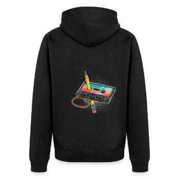 Je suis rétro vintage j’écoute des cassettes - Veste à capuche bio Premium Unisexe - noir - Dos - Nico (187cm)