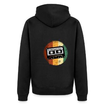 Radio Kinder aus den 90er Walkman Kassetten - Unisex Premium Bio Zip Hoodie - Schwarz - Hinten - Nico (187cm)