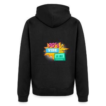 Musik ich habe den Vibe 90er - Unisex Premium Bio Zip Hoodie - Schwarz - Hinten - Nico (187cm)