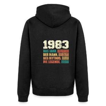Jahrgang 1983 40 Jahre 40. Geburtstag - Unisex Premium Bio Zip Hoodie - Schwarz - Hinten - Nico (187cm)