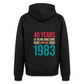 Legendär seit 40 Jahren 40. Geburtstag Vintag - Unisex Premium Bio Zip Hoodie - Schwarz - Hinten - Nico (187cm)