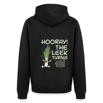 Hourra le poireau fête ses 18 ans 18e anniversaire - Veste à capuche bio Premium Unisexe - noir - Dos - Nico (187cm)