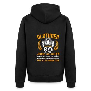 60. Geburtstag alle Teile original 60 Jahre - Unisex Premium Bio Zip Hoodie - Schwarz - Hinten - Nico (187cm)