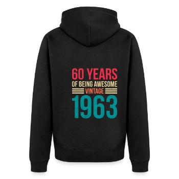 Legendär seit 1963 60. Geburtstag 60 Jahre - Unisex Premium Bio Zip Hoodie - Schwarz - Hinten - Nico (187cm)