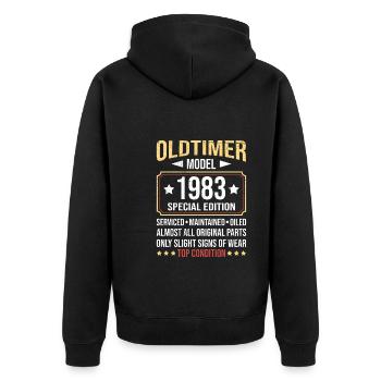 1983 Oldtimer toutes les pièces d’origine 40 ans - Veste à capuche bio Premium Unisexe - noir - Dos - Nico (187cm)