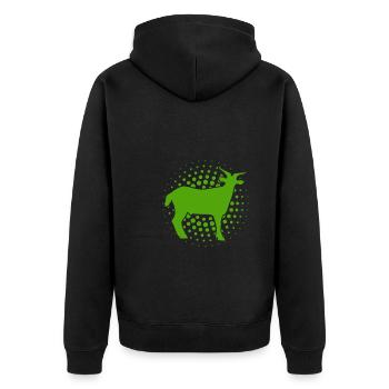 Ziege - Bock - Geiß - Bauernhof - Zoo - Urlaub - Unisex Premium Bio Zip Hoodie - Schwarz - Hinten - Nico (187cm)