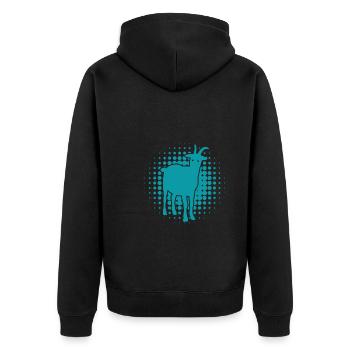 Ziege - Bock - Geiß - Bauernhof - Zoo - Urlaub - Unisex Premium Bio Zip Hoodie - Schwarz - Hinten - Nico (187cm)
