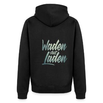 Waden statt Laden Fahrrad E-Bike Radtrikot - Unisex Premium Bio Zip Hoodie - Schwarz - Hinten - Nico (187cm)