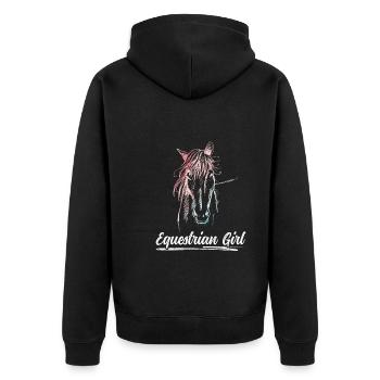 Equestrian Girl Horse Riding Dressage - Unisex Premium Bio Zip Hoodie - Schwarz - Hinten - Nico (187cm)