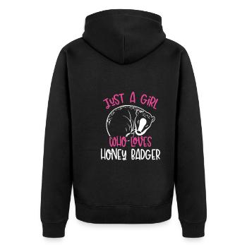 Just A Girl Who Loves Badger - Unisex Premium Organic Zip Hoodie - black - Back - Nico (187cm)