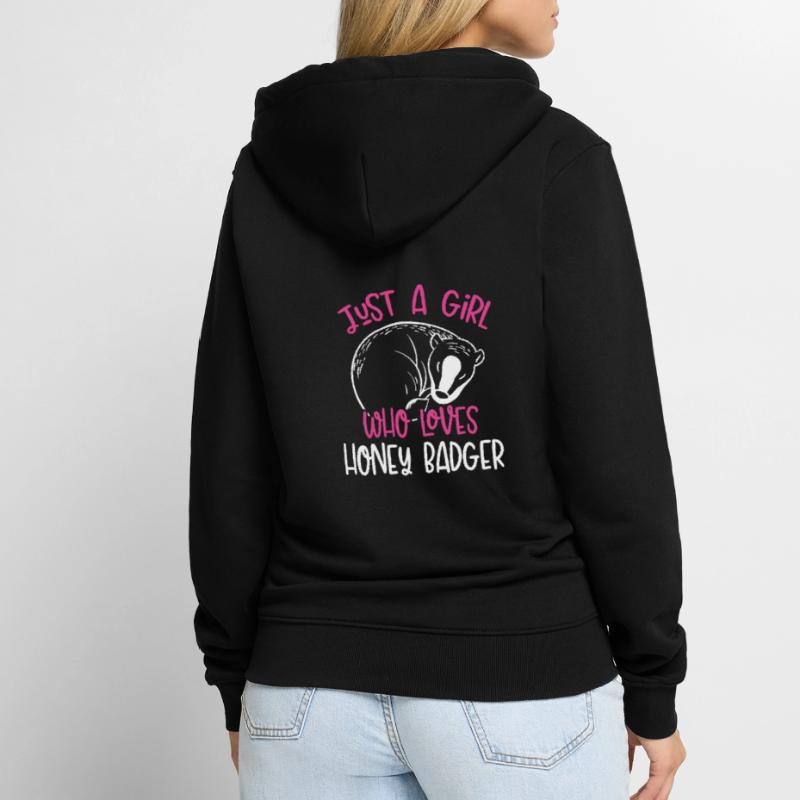Nur Ein Mädchen, Das Dachs Liebt Unisex Premium Bio Zip Hoodie