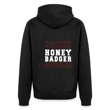 Honigdachs sport - Unisex Premium Bio Zip Hoodie - Schwarz - Hinten - Nico (187cm)
