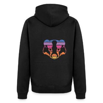 Badger Vintage Colorful - Unisex Premium Organic Zip Hoodie - black - Back - Nico (187cm)