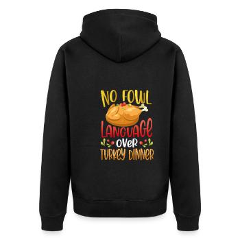 Truthahnessen Zum Erntedankfest - Unisex Premium Bio Zip Hoodie - Schwarz - Hinten - Nico (187cm)