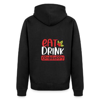 Esst und trinkt cranberries - Unisex Premium Bio Zip Hoodie - Schwarz - Hinten - Nico (187cm)