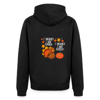 Truthahn- Und Kürbisträume - Unisex Premium Bio Zip Hoodie - Schwarz - Hinten - Nico (187cm)