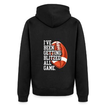 The whole game to be flashed - Unisex Premium Organic Zip Hoodie - black - Back - Nico (187cm)
