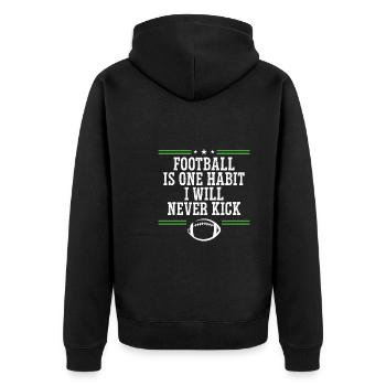 Ich Werde Niemals Den Fußball Treten - Unisex Premium Bio Zip Hoodie - Schwarz - Hinten - Nico (187cm)