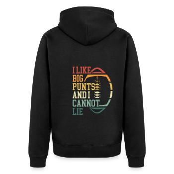 Ich Mag Große Punts Retro - Unisex Premium Bio Zip Hoodie - Schwarz - Hinten - Nico (187cm)