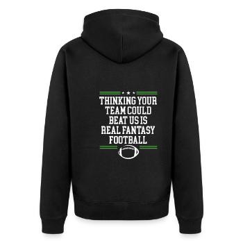 Your team could beat us - Unisex Premium Organic Zip Hoodie - black - Back - Nico (187cm)
