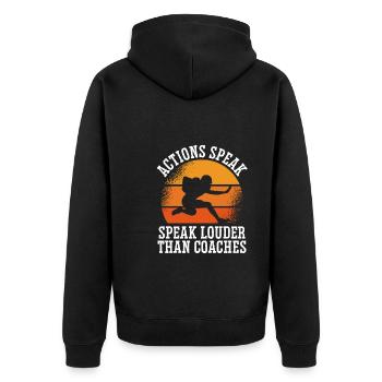 Sprechen Sie Lauter Retro Als Trainer - Unisex Premium Bio Zip Hoodie - Schwarz - Hinten - Nico (187cm)