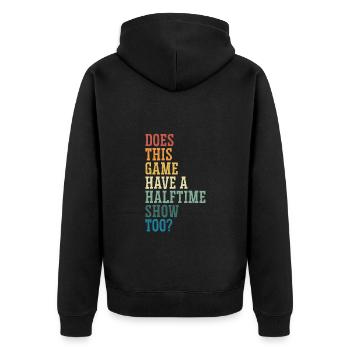 This game has a show color - Unisex Premium Organic Zip Hoodie - black - Back - Nico (187cm)