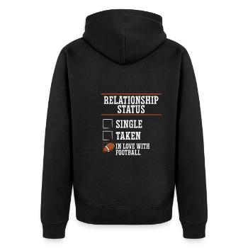 Beziehungsstatus football - Unisex Premium Bio Zip Hoodie - Schwarz - Hinten - Nico (187cm)