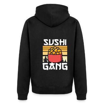 Kawaii Sushi gang - Unisex Premium Bio Zip Hoodie - Schwarz - Hinten - Nico (187cm)
