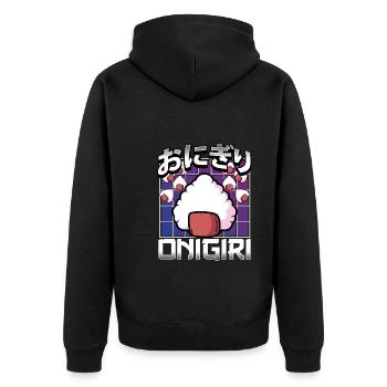 Doux Kawaii Onigiri - Veste à capuche bio Premium Unisexe - noir - Dos - Nico (187cm)